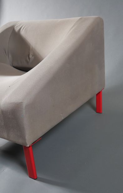 *Sofa and heater in fabrics with red lacquered...