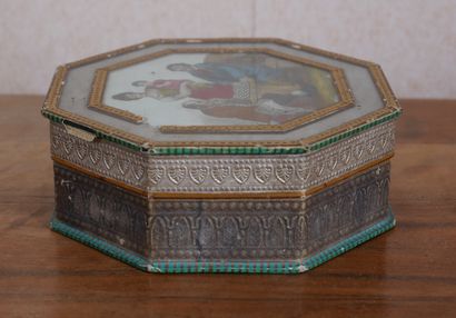 Octagonal cardboard box decorated with a...