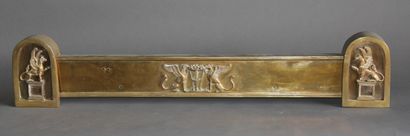 Bronze and brass mantel bar, Empire styl...