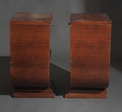 Pair of natural wood bedside tables with...