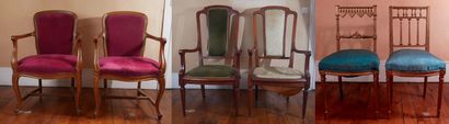 Lot :

- Pair of Louis XV style natural wood...