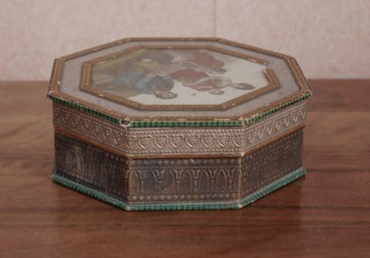 Octagonal cardboard box decorated with a...