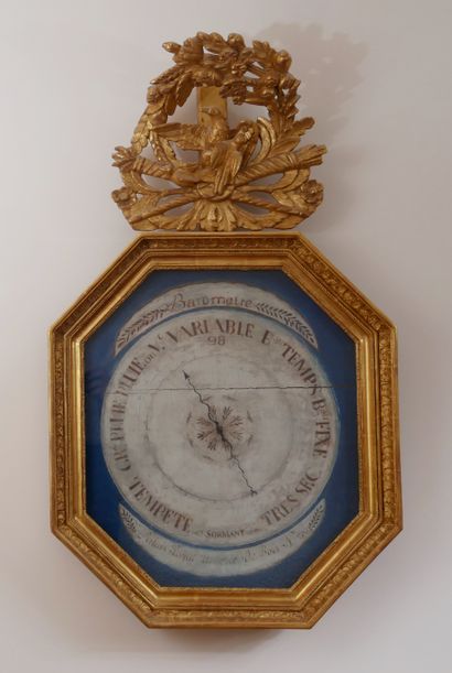 SORMANT

Octagonal barometer in carved wood,...
