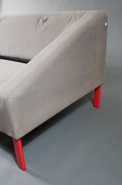 *Sofa and heater in fabrics with red lacquered...