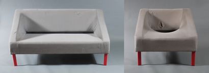 *Sofa and heater in fabrics with red lacquered...