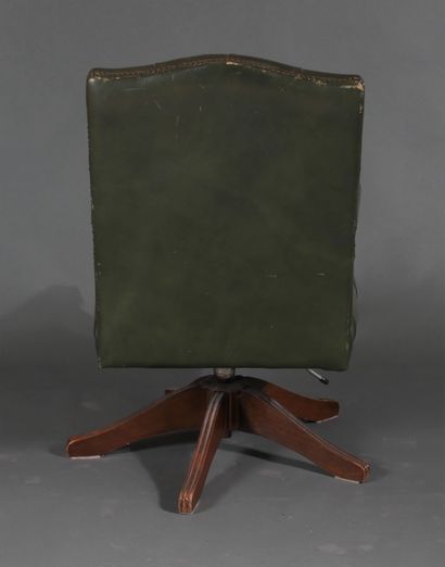 Turning armchair in stained wood upholstered...