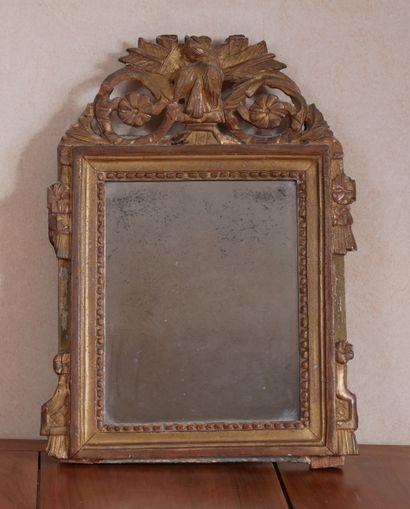 Small rectangular mirror in gilded wood with...