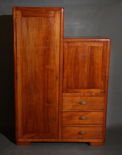 Secretary with flap-drop in natural wood,...