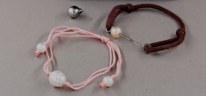 Lot :

- Deux bracelets cordons en tissus...