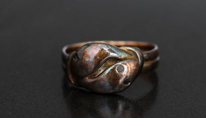 Bague serpent double en or gris 18k, travail...