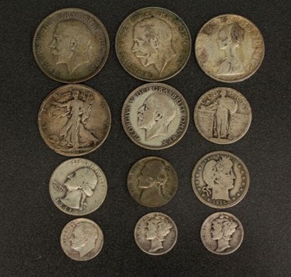 Lot de pièces en argent :

- 1 p de 500 lire...