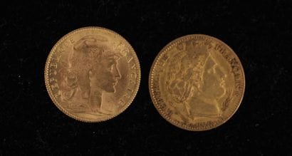 *Deux pièces de 10 FF en or 1851 A, 1914