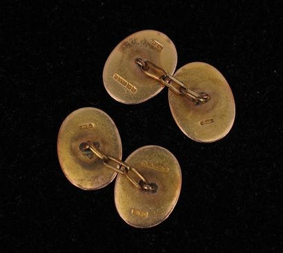 Paire de boutons de manchette ovale en or...