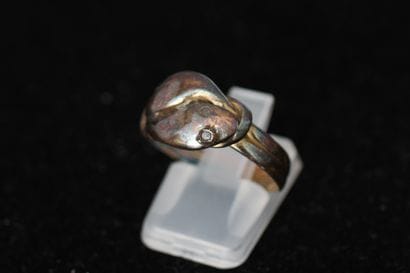 Bague serpent double en or gris 18k, travail...
