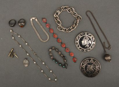 Lot de bijoux en argent 800°/°°, pds brut...