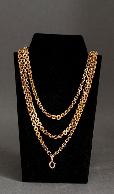 Collier double rangs en or jaune 18k, pds...