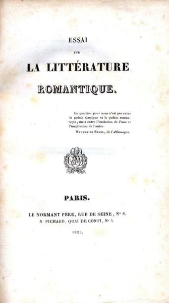 ESSAI SUR LA LITTERATURE ROMANTIQUE. Le Normant...