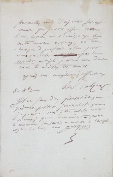 BALZAC Honoré de
Lettre autographe signée...