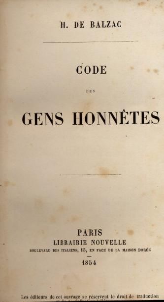 HONORÉ DE BALZAC
Code des gens honnêtes,...