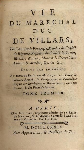 VIE DU MARÉCHAL DUC DE VILLARS, écrite par...