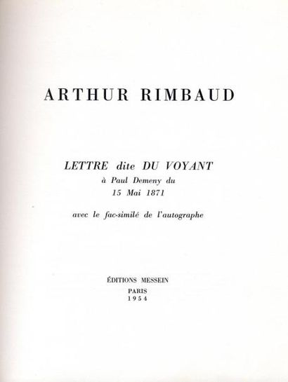 ARTHUR RIMBAUD
Lettre dite du Voyant. Avec...
