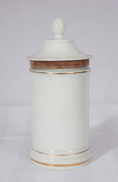 Lot de pots à pharmacie en porcelaine polychrome...