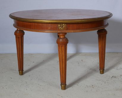Table basse ronde en bois de placage, style...