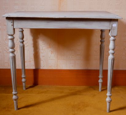 *Table en bois laqué gris à un tiroir en...