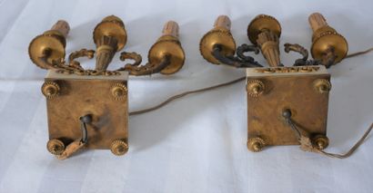 Paire de candélabres en bronze et marbre...
