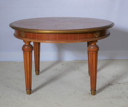 Table basse ronde en bois de placage, style...