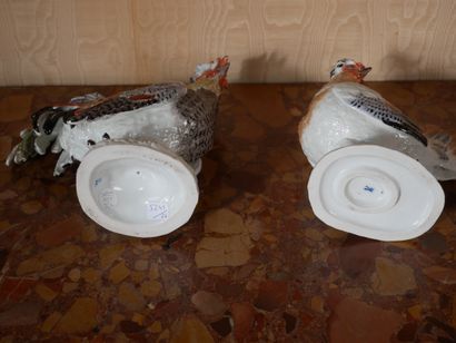 *MEISSEN
Couple de coqs et poules en porcelaine...