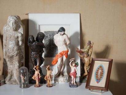 *Lot de sculptures en céramique, plâtres,...