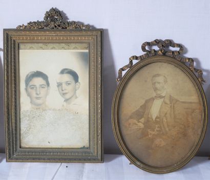 Lot de cadres photo en bronze, laiton et...