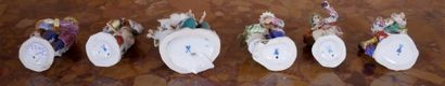 *MEISSEN
Six statuettes en porcelaine polychrome
H...