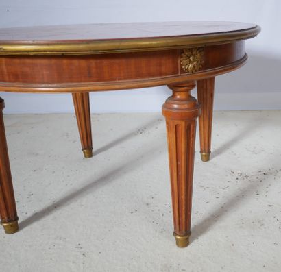 Table basse ronde en bois de placage, style...