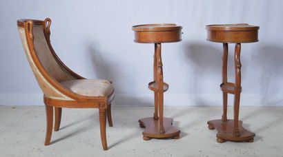 Mobilier de chambre à coucher en bois naturel...