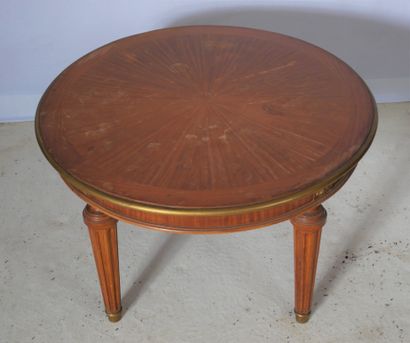 Table basse ronde en bois de placage, style...