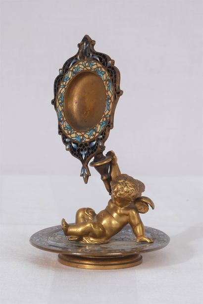 Porte-montre en bronze et bronze cloisonné...