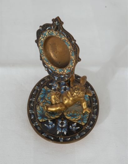 Porte-montre en bronze et bronze cloisonné...
