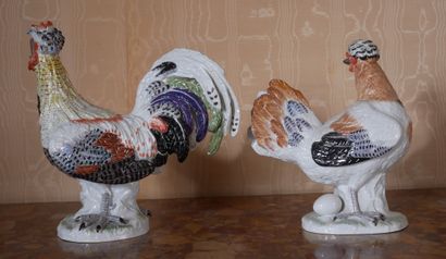 *MEISSEN
Couple de coqs et poules en porcelaine...