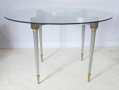 Table de salle à manger en métal chromé,...