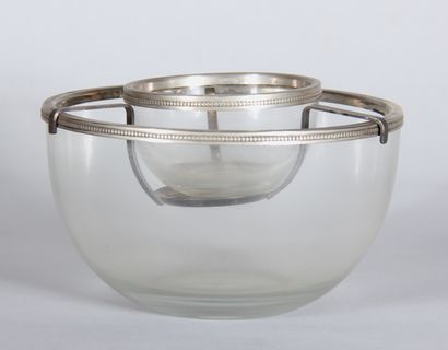 Nécessaire à caviar en verre, monture en...