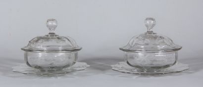 Paire de confituriers couverts et leurs coupelles...