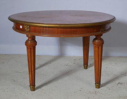 Table basse ronde en bois de placage, style...