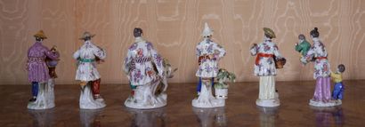 *MEISSEN
Six statuettes en porcelaine polychrome
H...