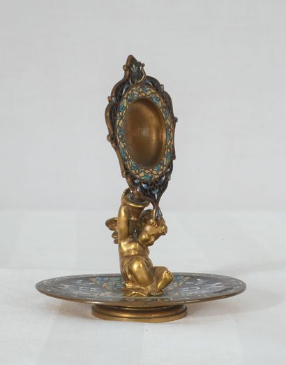 Porte-montre en bronze et bronze cloisonné...