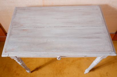 *Table en bois laqué gris à un tiroir en...