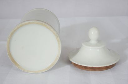 Lot de pots à pharmacie en porcelaine polychrome...