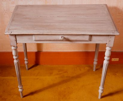 *Table en bois laqué gris à un tiroir en...