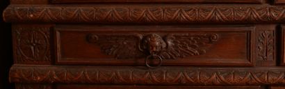 *Buffet deux corps en bois naturel ouvrant...